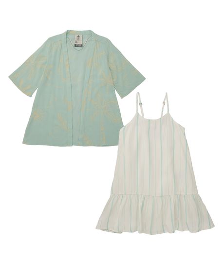 Conjunto-vestido---kimono-Ropa-bebe-nina-Verde