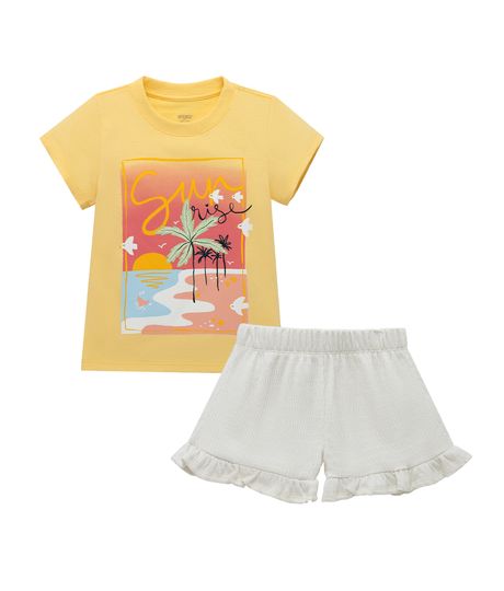 Conjunto-camiseta-manga-corta---short-para-bebe-niña-Ropa-bebe-nina-Amarillo