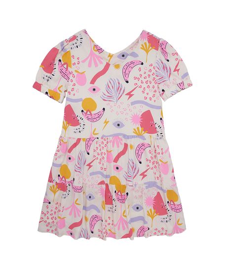 Vestido-manga-corta-para-niña-Ropa-nina-Amarillo