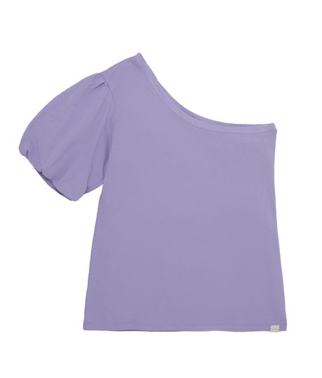 Camiseta-de-un-solo-hombro-para-niña-Ropa-nina-Morado
