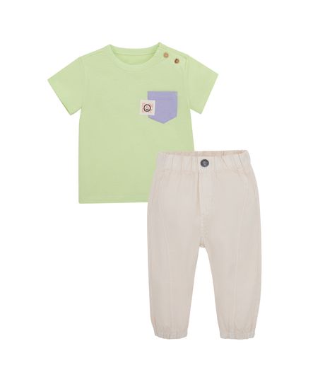 Conjunto-de-pantalon---camiseta-manga-corta-para-recien-nacidos-Ropa-recien-nacido-nino-Verde