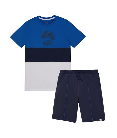 Conjunto-de-camiseta-manga-corta---bermuda-para-niño-Ropa-nino-Azul