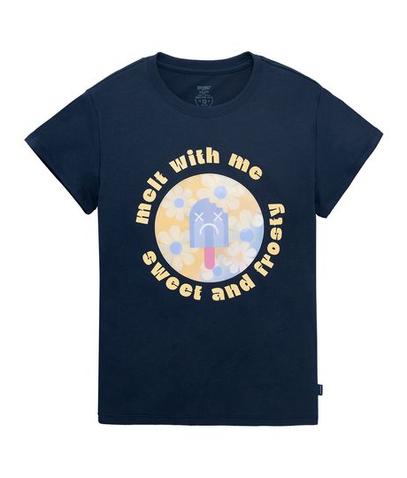 Camiseta-manga-corta-con-holograma-para-niña-Ropa-nina-Azul