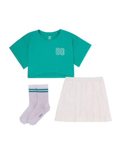 Conjunto-disfraz-camiseta---falda-para-niña-Ropa-nina-Verde