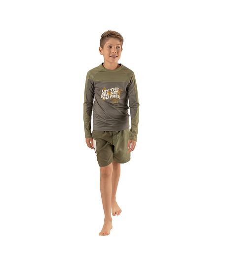 Camiseta-manga-larga-de-baño-con-proteccion-uv-para-niño-Ropa-nino-Verde