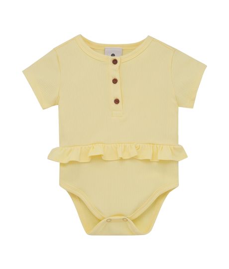 Body-manga-corta-para-recien-nacida-niña-Ropa-recien-nacido-nina-Amarillo