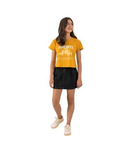 Conjunto-de-camiseta-y-falda-para-niña-Ropa-nina-Amarillo