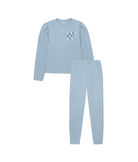 Conjunto-pijama-larga-para-niña-Ropa-nina-Azul