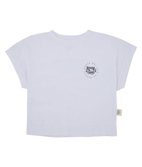 Camiseta-manga-corta-con-abertura-en-posterior-para-niñas-Ropa-nina-Blanco