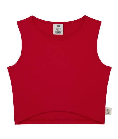 Camiseta-manga-sisa-silueta-crop-top-para-niñas-Ropa-nina-Rojo