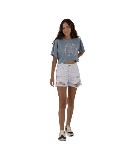 Camiseta-manga-corta-silueta-crop-para-niñas-Ropa-nina-Azul