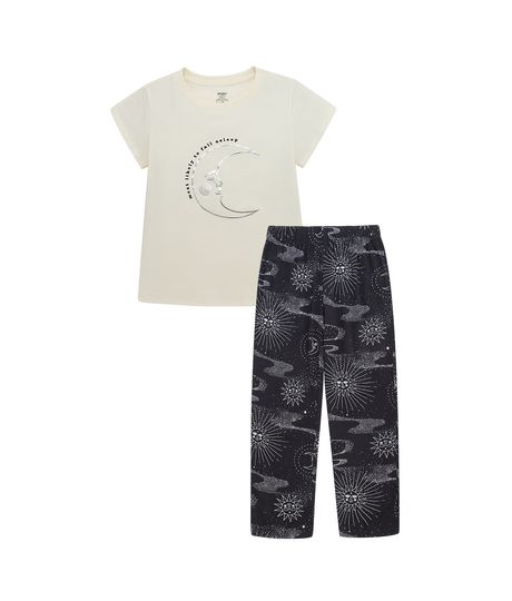 Conjunto-pijama-de-camiseta-manga-corta-pantalon-largo-para-niña-Ropa-nina-Gris