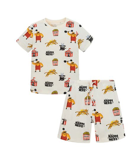 Conjunto-pijama-de-camiseta-manga-corta-bermuda-para-bebe-niño-Ropa-bebe-nino-Amarillo