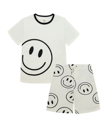 Conjunto-pijama-de-camiseta-manga-corta-bermuda-para-niño-Ropa-nino-Amarillo
