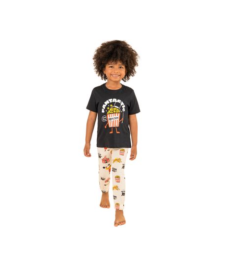 Conjunto-pijama-de-camiseta-manga-corta-pantalon-de-sudadera-para-bebe-niño-Ropa-bebe-nino-Negro