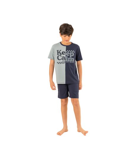 Conjunto-pijama-de-camiseta-manga-corta-bermuda-para-niño-Ropa-nino-Azul