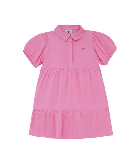 Vestido-manga-corta-con-mangas-abombadas-para-bebe-niña-Ropa-bebe-nina-Rosado