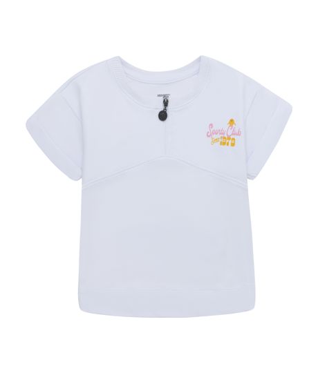 Camiseta-manga-corta-con-cremallera-para-bebe-niña-Ropa-bebe-nina-Blanco