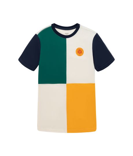Camiseta-manga-corta-de-bloques-para-niño-Ropa-nino-Cafe