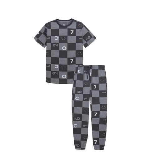 Conjunto-pijama-de-camiseta-manga-corta-pantalon-largo-para-niño-Ropa-nino-Gris