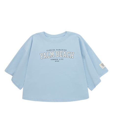 Camiseta-manga-corta-silueta-oversize-para-niña-Ropa-nina-Azul