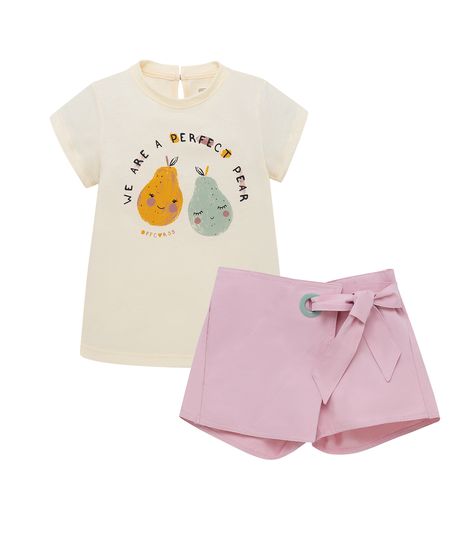 Conjunto-camiseta-manga-corta---falda-short-para-bebe-niña-Ropa-bebe-nina-Cafe