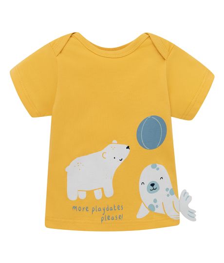 Camiseta-manga-corta-para-recien-nacido-niño-Ropa-recien-nacido-nino-Amarillo