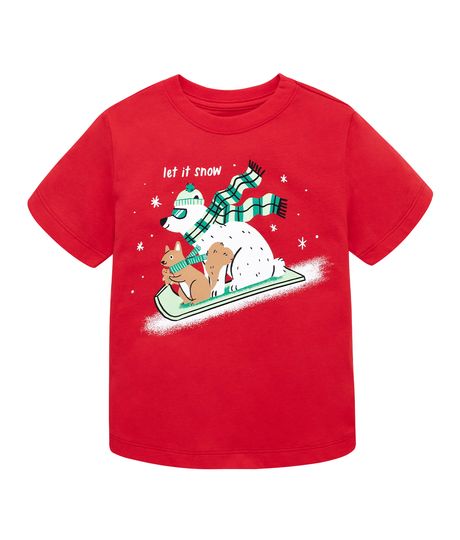 Camiseta-manga-corta-navideña-para-bebe-niño-Ropa-bebe-nino-Rojo