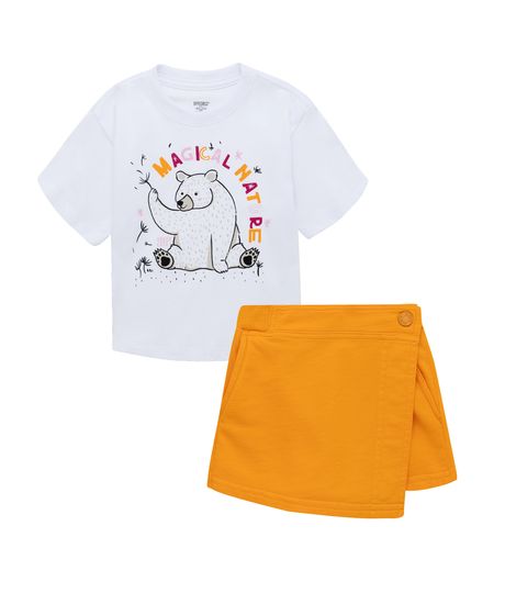 Conjunto-camiseta-manga-corta---falda-short-para-bebe-niña-Ropa-bebe-nina-Naranja
