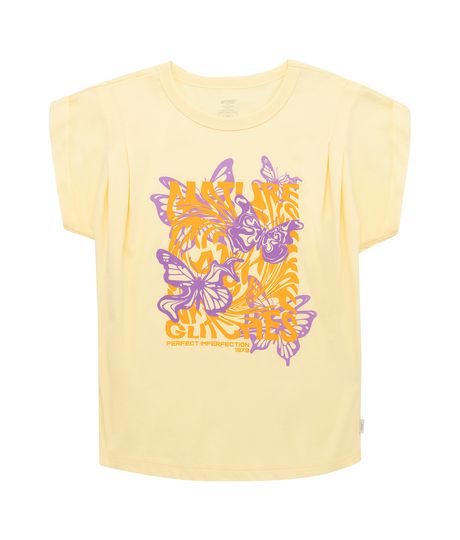 Camiseta-manga-corta-grafico-en-el-frente-para-niña-Ropa-nina-Amarillo