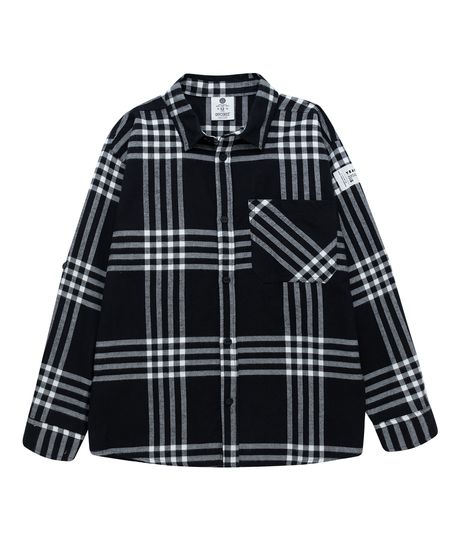 Camisa-leñadora-manga-larga-para-niño-Ropa-nino-Negro