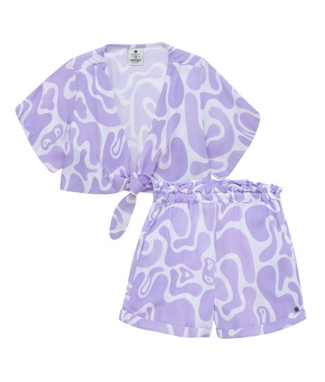 Conjunto-camisa-manga-corta---short-para-niña-Ropa-nina-Morado